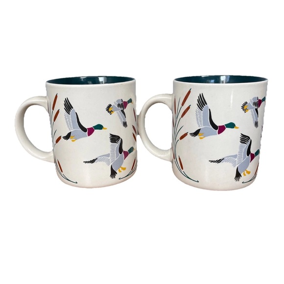 Vintage Other - Vintage KIC Mallard Duck Ceramic Coffee Mug hunting Cabin Set Of 2 New With Tags